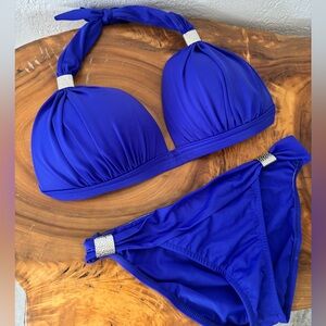 VENUS Goddess Enhancer Padded Cobalt Blue Bathing Suit Top DDD Bottoms size 8